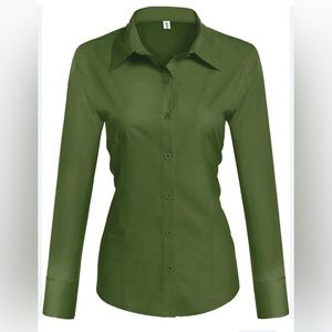 Olive Green Women’s Button Down Shirt